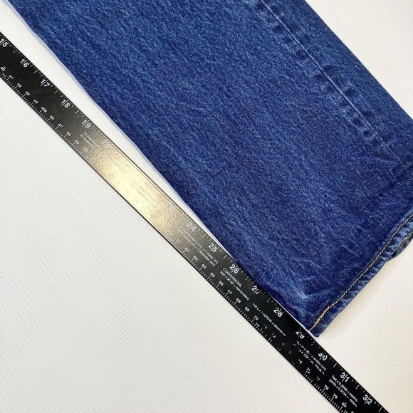 Levis 501 0115 Jeans Dark Rigid Denim Men’s 38x32 Y2K Button Fly - Picture 10 of 13